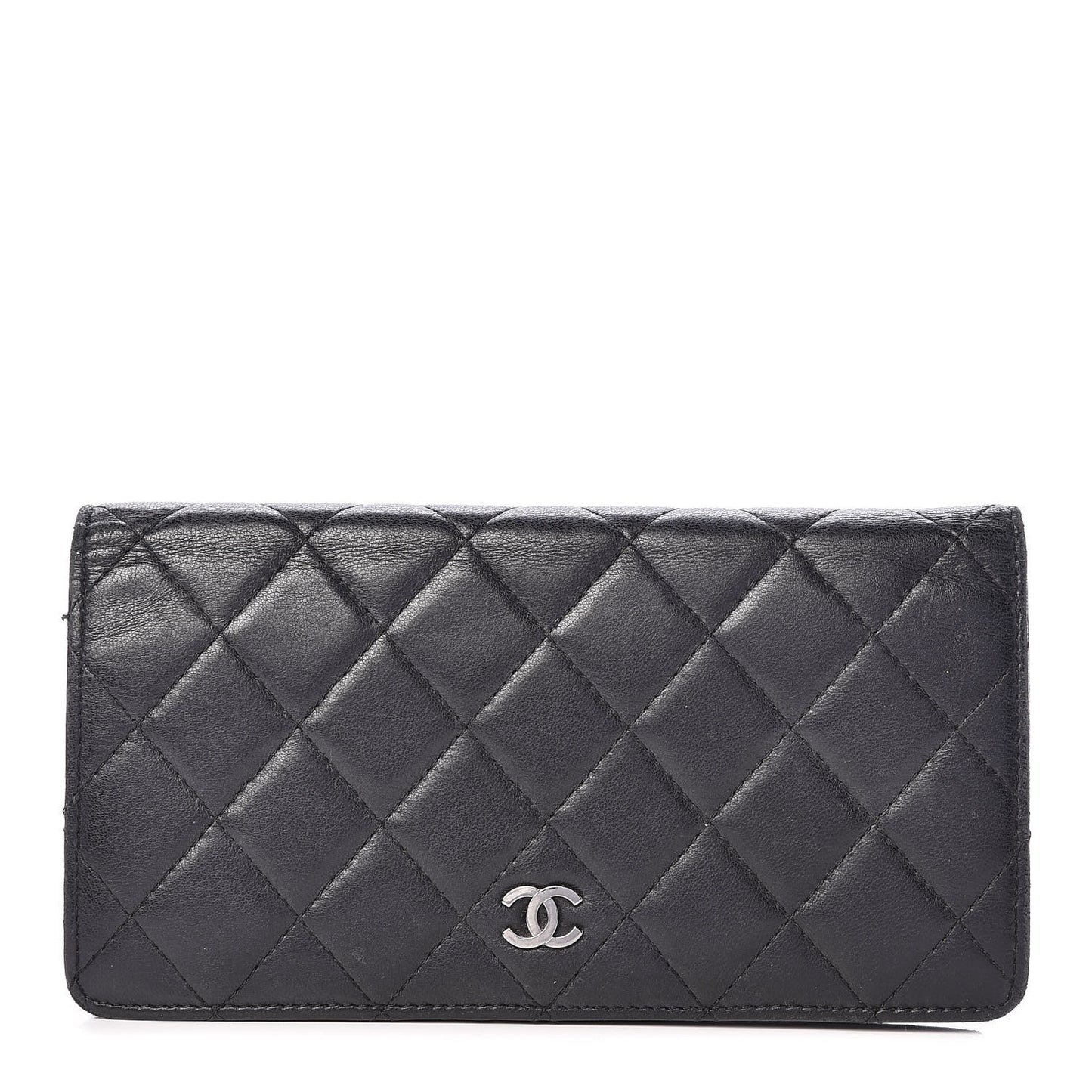 Lambskin Quilted Yen Wallet Black