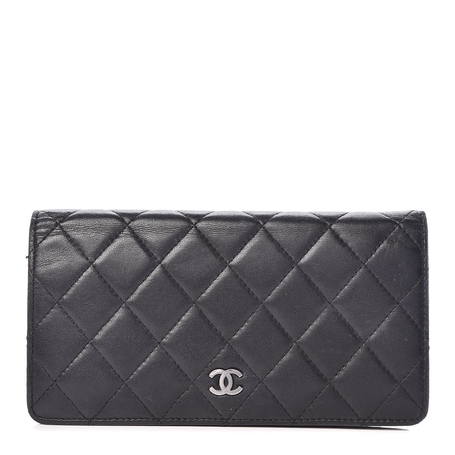Chanel Lambskin Quilted Yen Wallet Black 1 of 17