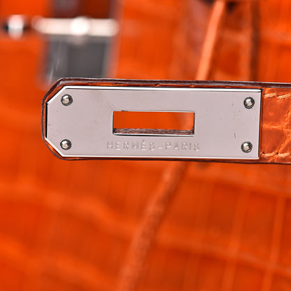 Hermes Shiny Porosus Crocodile Birkin 35 Orange 9 of 33