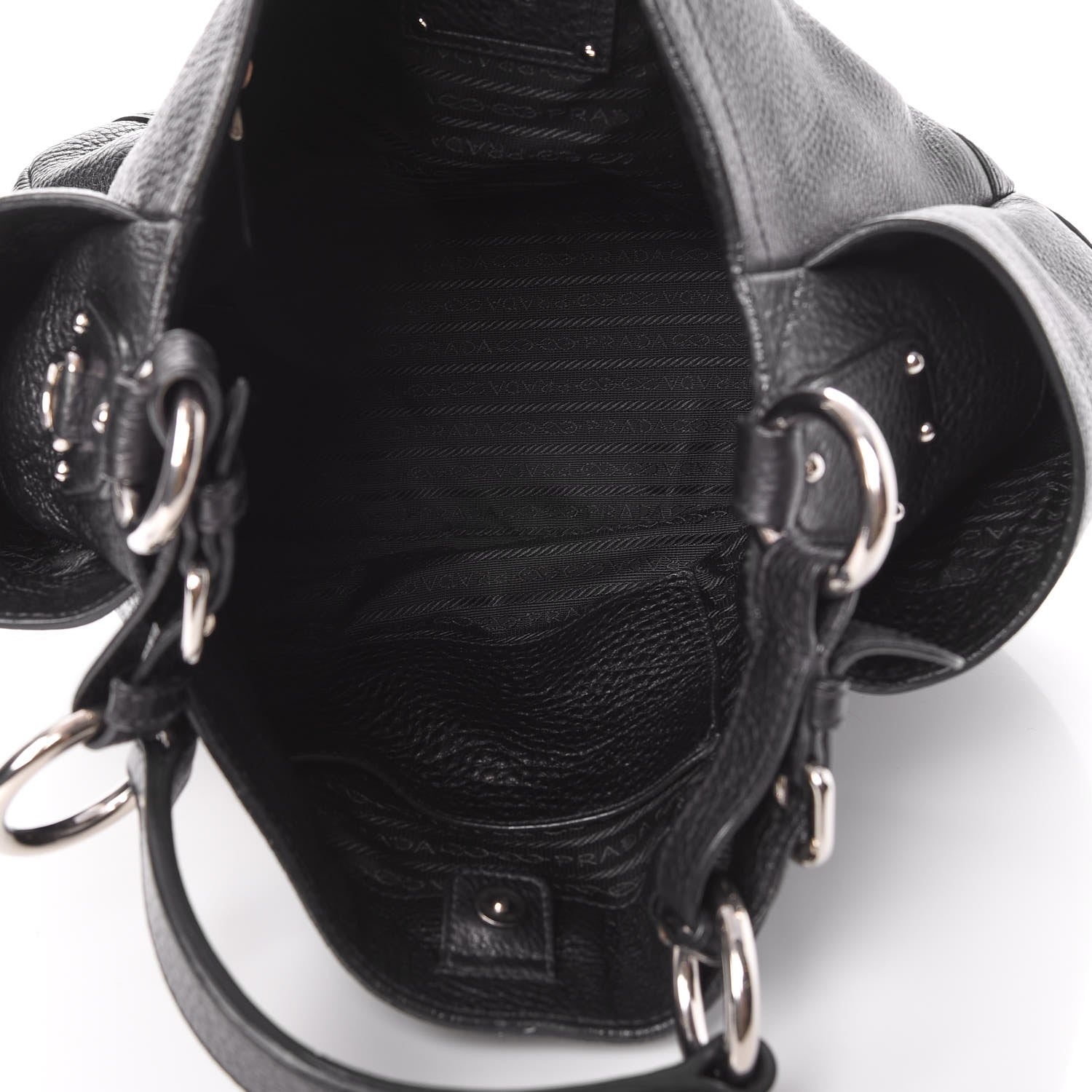 Prada Vitello Daino Side Pocket Hobo Nero Black 5 of 12