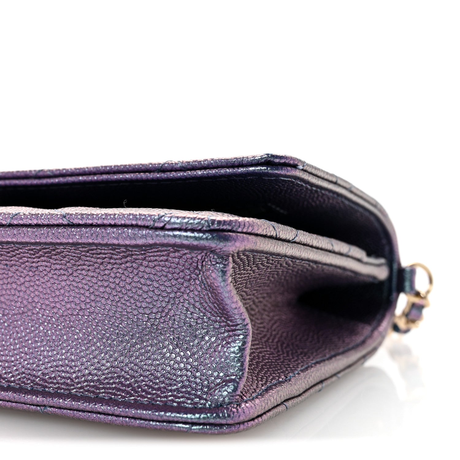 Chanel Iridescent Caviar Quilted Wallet on Chain WOC Dark Blue 11 of 12