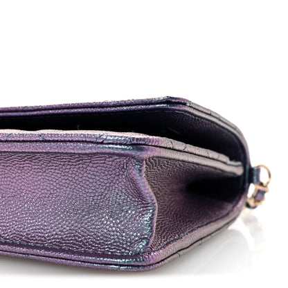 Chanel Iridescent Caviar Quilted Wallet on Chain WOC Dark Blue 11 of 12