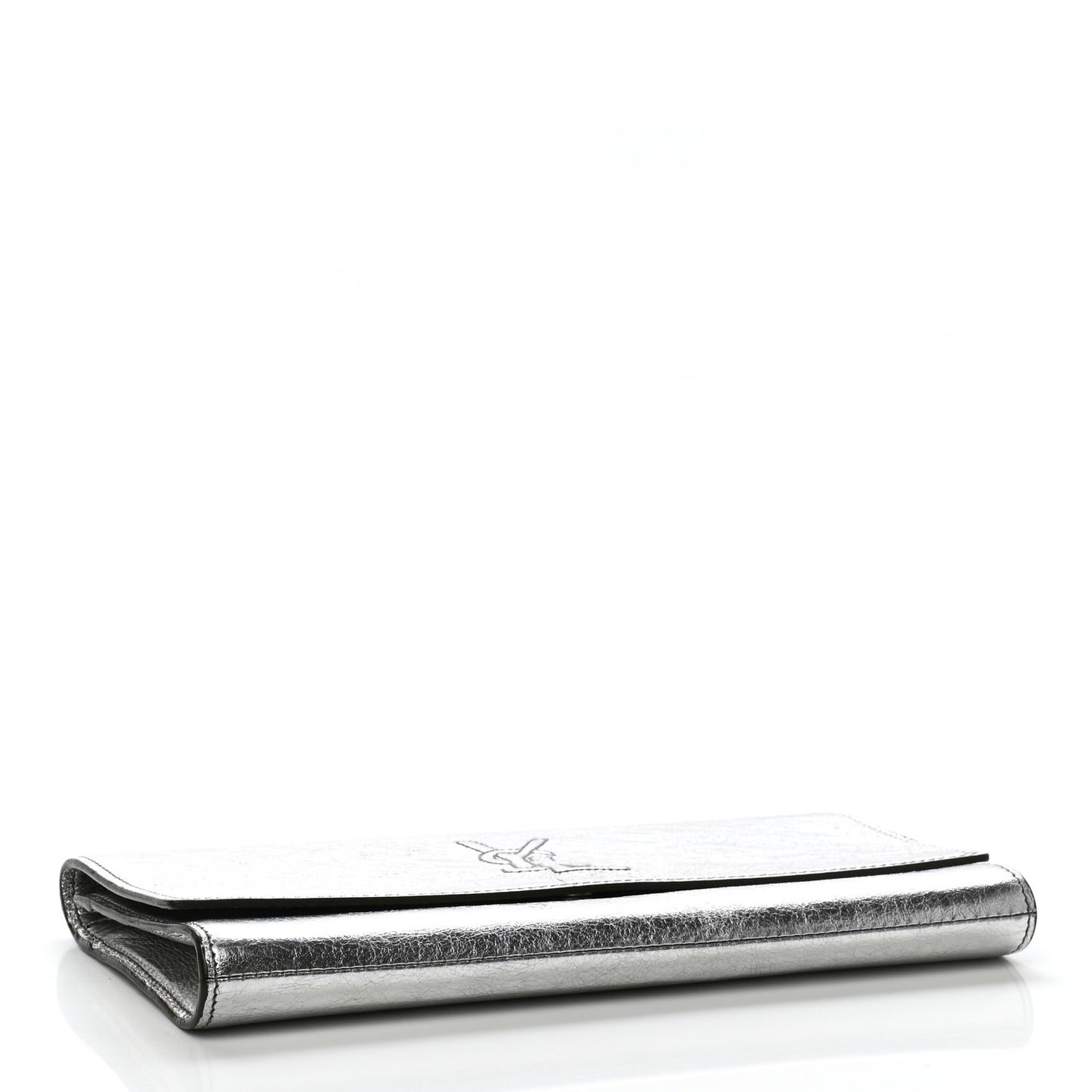 Metallic Textured Calfskin Monogram Small Belle De Jour Clutch Silver