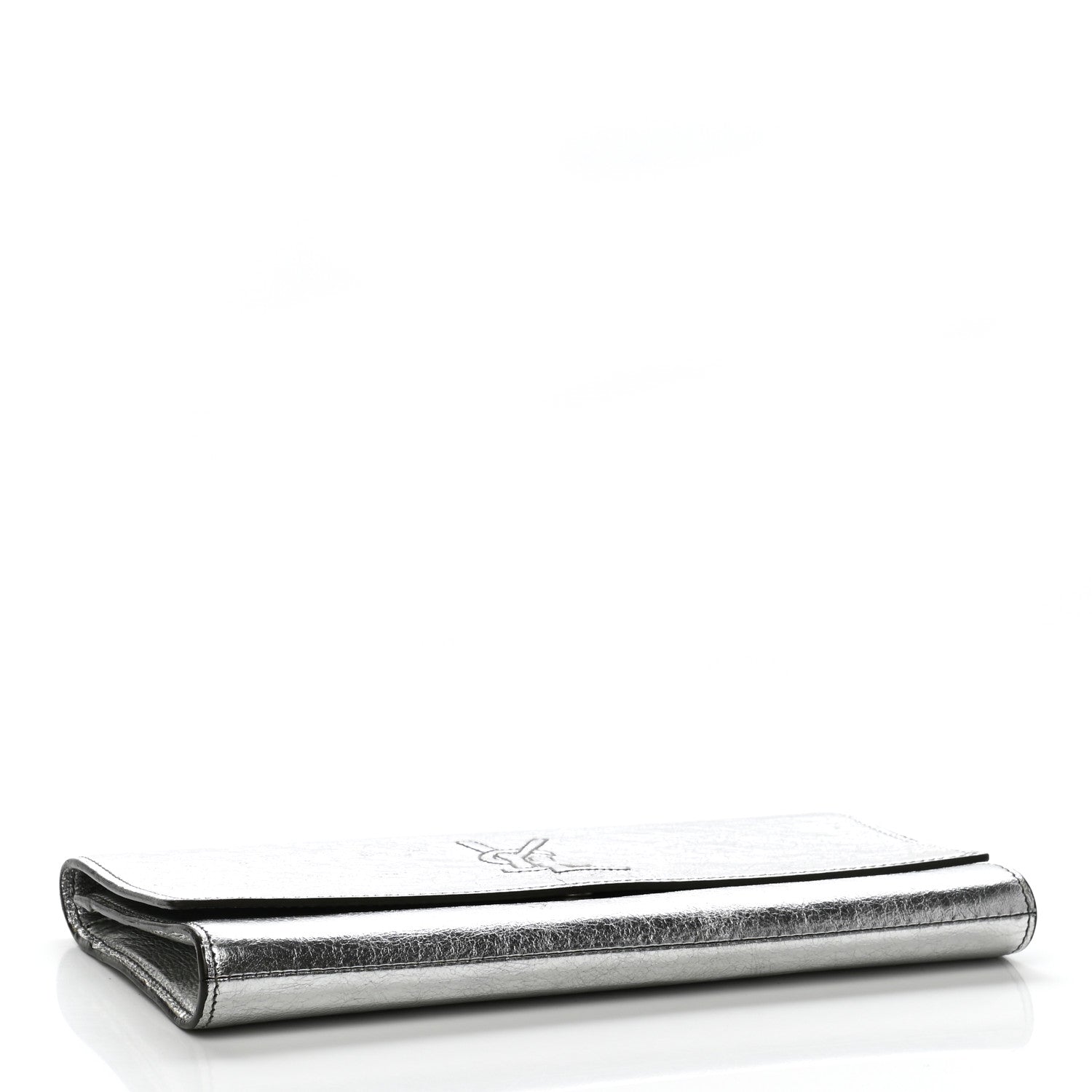 Saint Laurent Metallic Textured Calfskin Monogram Small Belle De Jour Clutch Silver 4 of 7