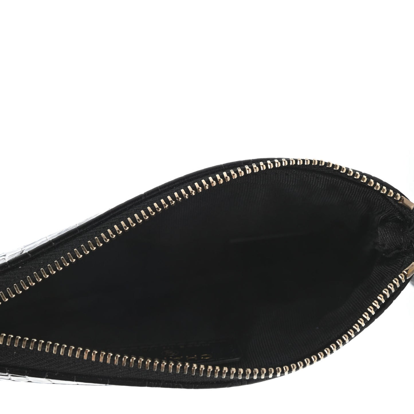 Calfskin Crocodile Embossed Cocodile Cosmetic Case Black Gold