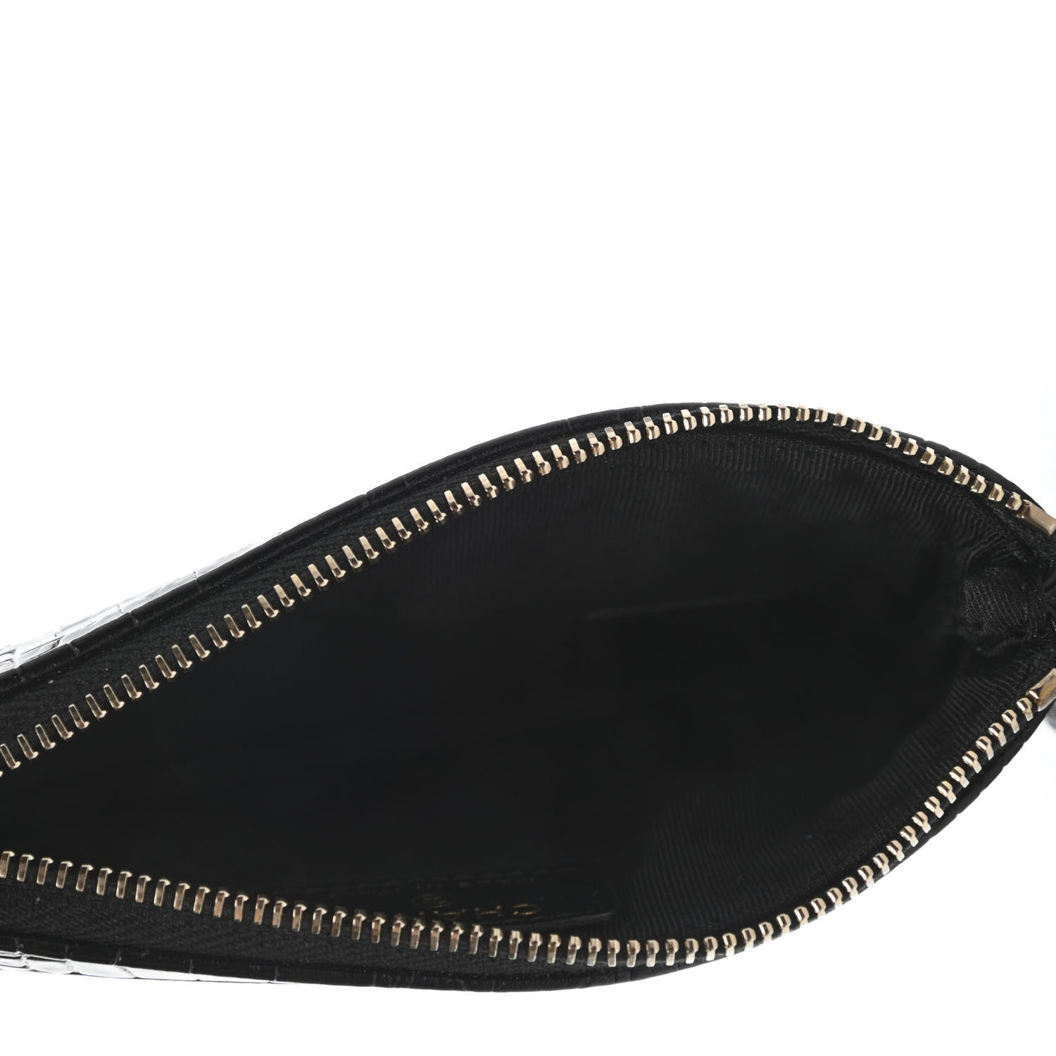 Chanel Calfskin Crocodile Embossed Cocodile Cosmetic Case Black Gold 4 of 4