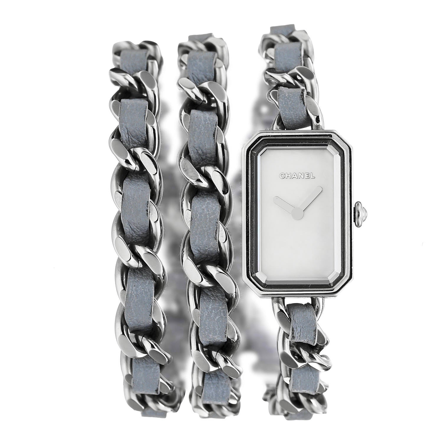 Chanel Stainless Steel Lambskin 16mm Premiere Rock Triple Row Quartz Watch Grey 1 of 5