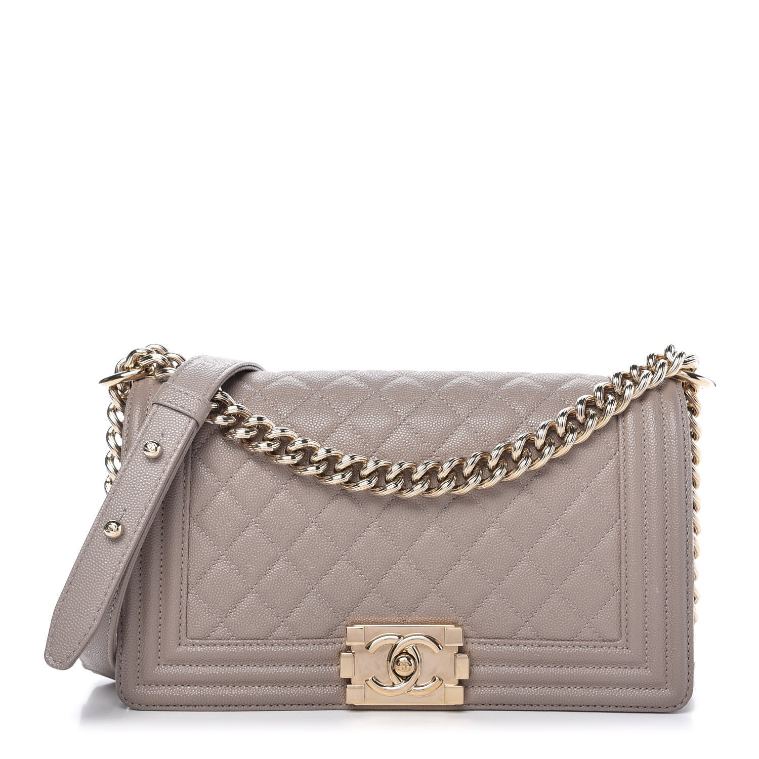 Chanel Caviar Quilted Medium Boy Flap Dark Beige 1 of 10