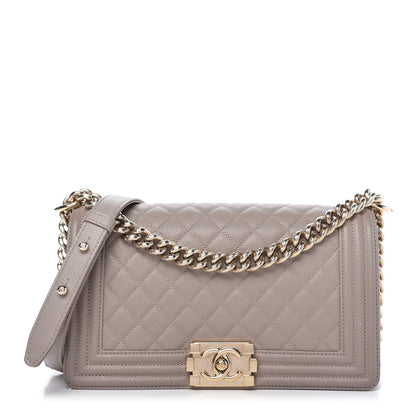Chanel Caviar Quilted Medium Boy Flap Dark Beige 1 of 10