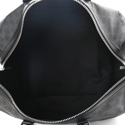 Gucci Soft GG Supreme Monogram Appia Calfskin Web Large Carry On Duffle Bag Black Grey 7 of 9