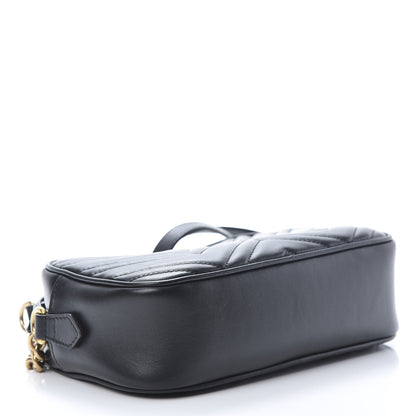 Gucci Calfskin Matelasse Small GG Marmont Chain Shoulder Bag Black 4 of 10