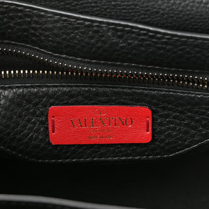 Valentino Garavani Pebbled Calfskin Medium Rockstud Flap Saddle Bag Black 6 of 11