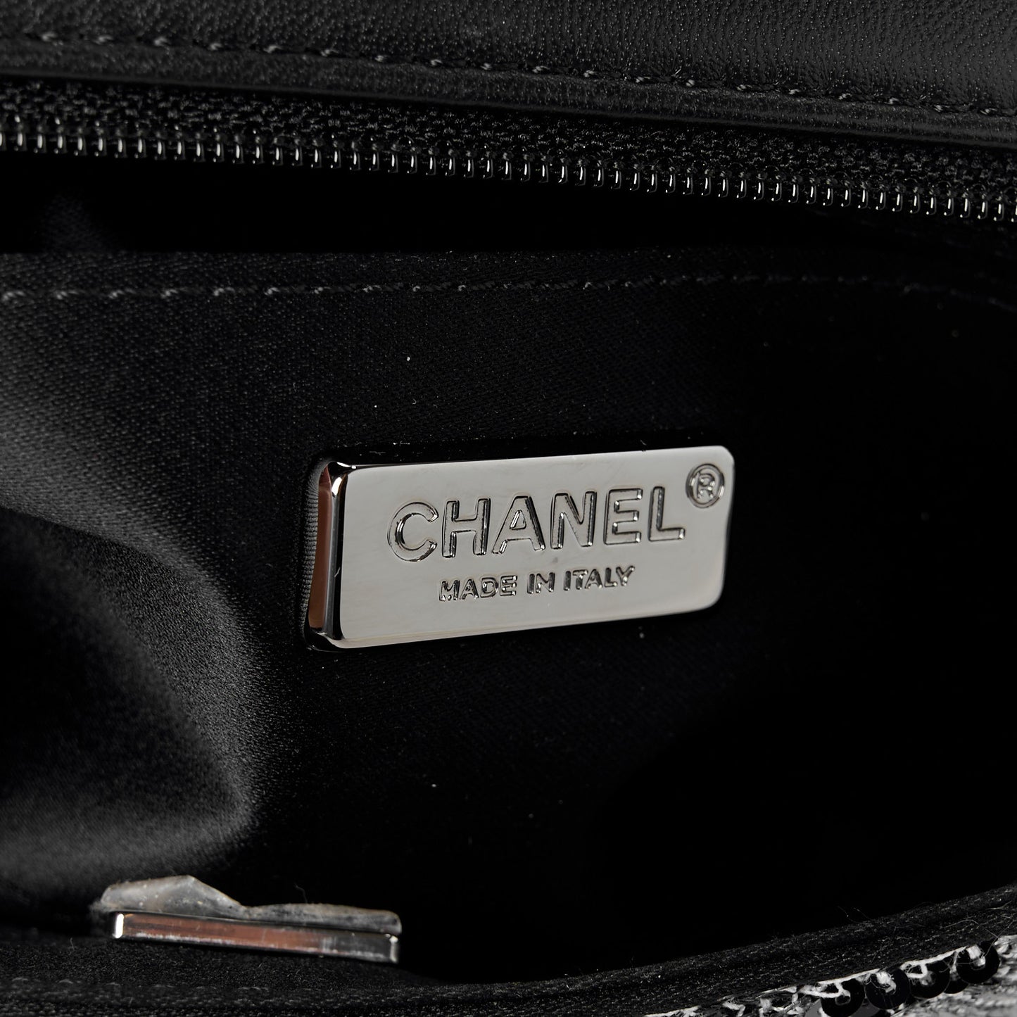 Sequin Mini Rectangular Single Flap Black