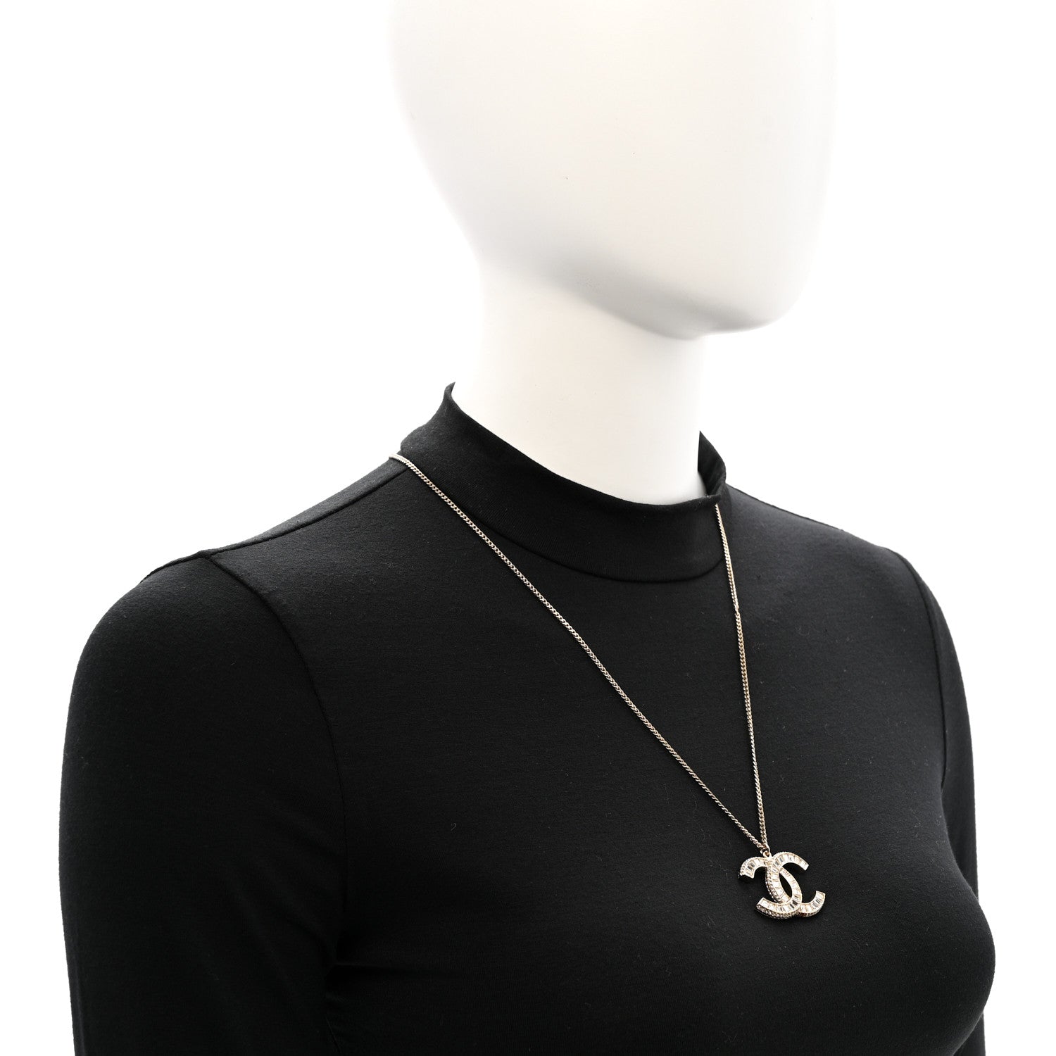 Chanel Baguette Crystal CC Necklace Gold 2 of 8