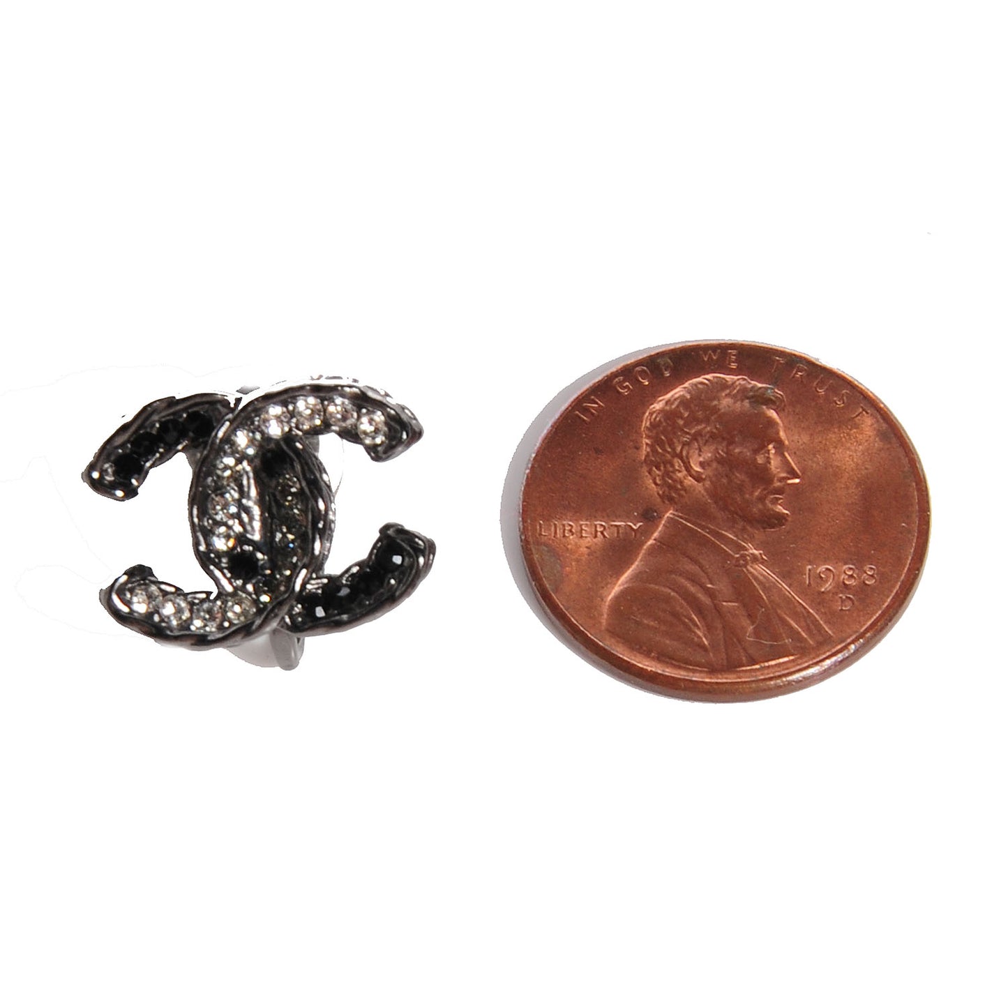 Ruthenium Crystal CC Clip On Earrings