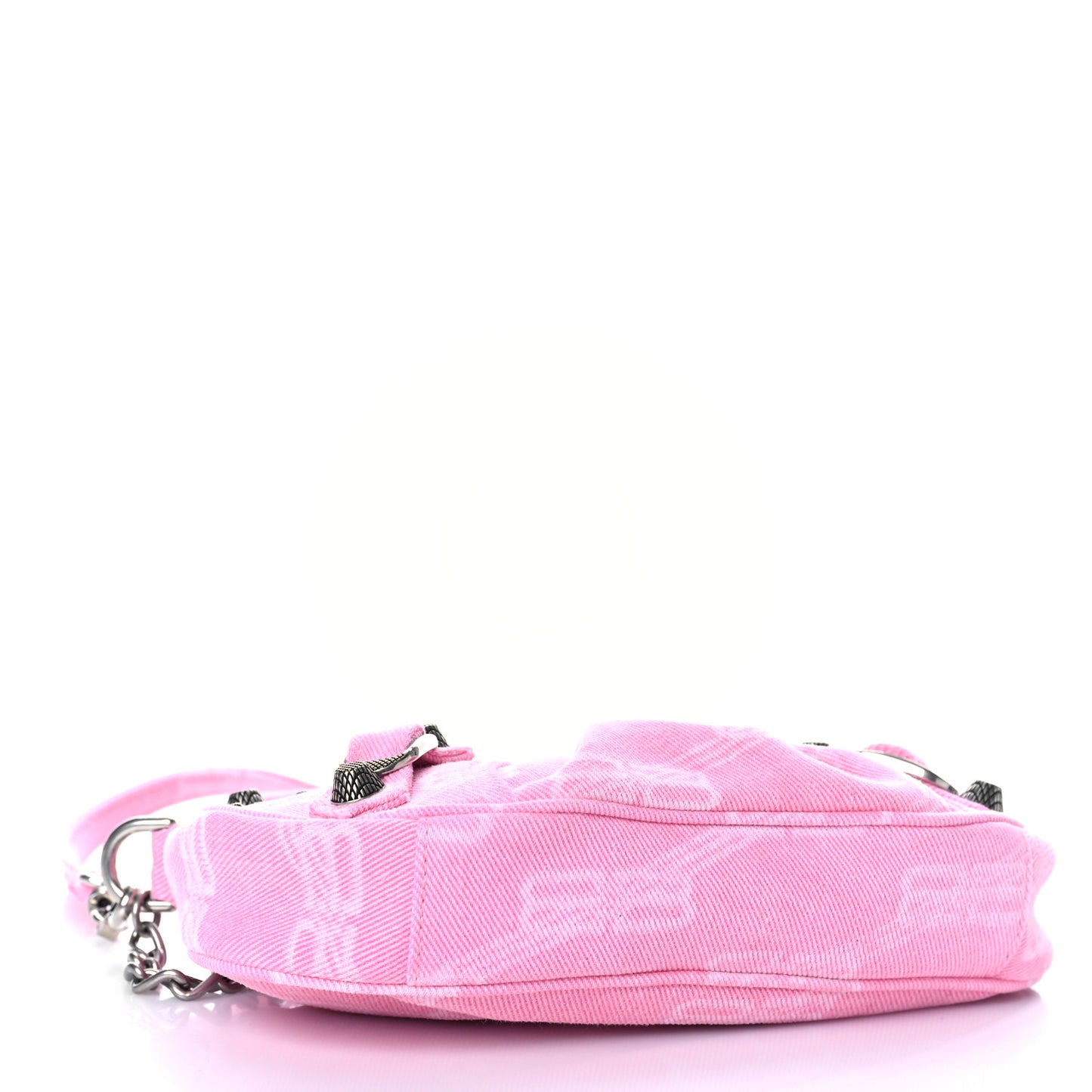 Washed Denim BB Monogram Le Cagole Mini Purse With Chain Pink