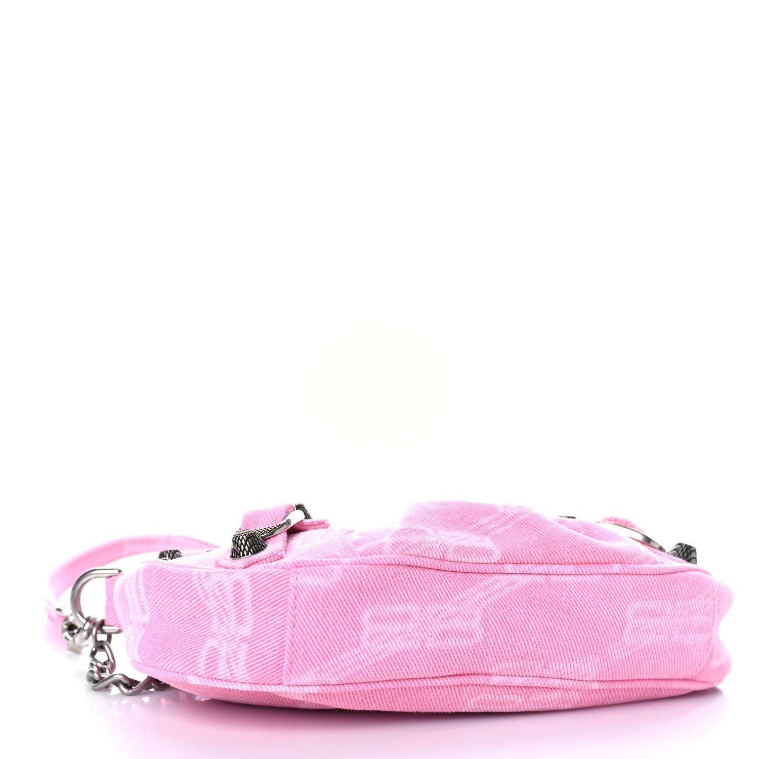 Balenciaga Washed Denim BB Monogram Le Cagole Mini Purse With Chain Pink 4 of 8