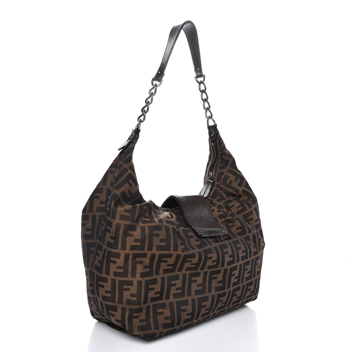 Fendi Zucca B Buckle Hobo Tobacco Castagna 3 of 8