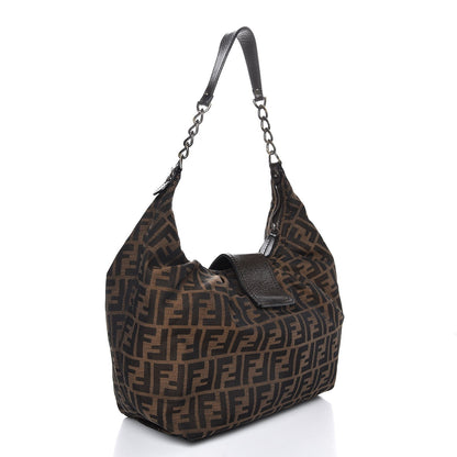 Fendi Zucca B Buckle Hobo Tobacco Castagna 3 of 8