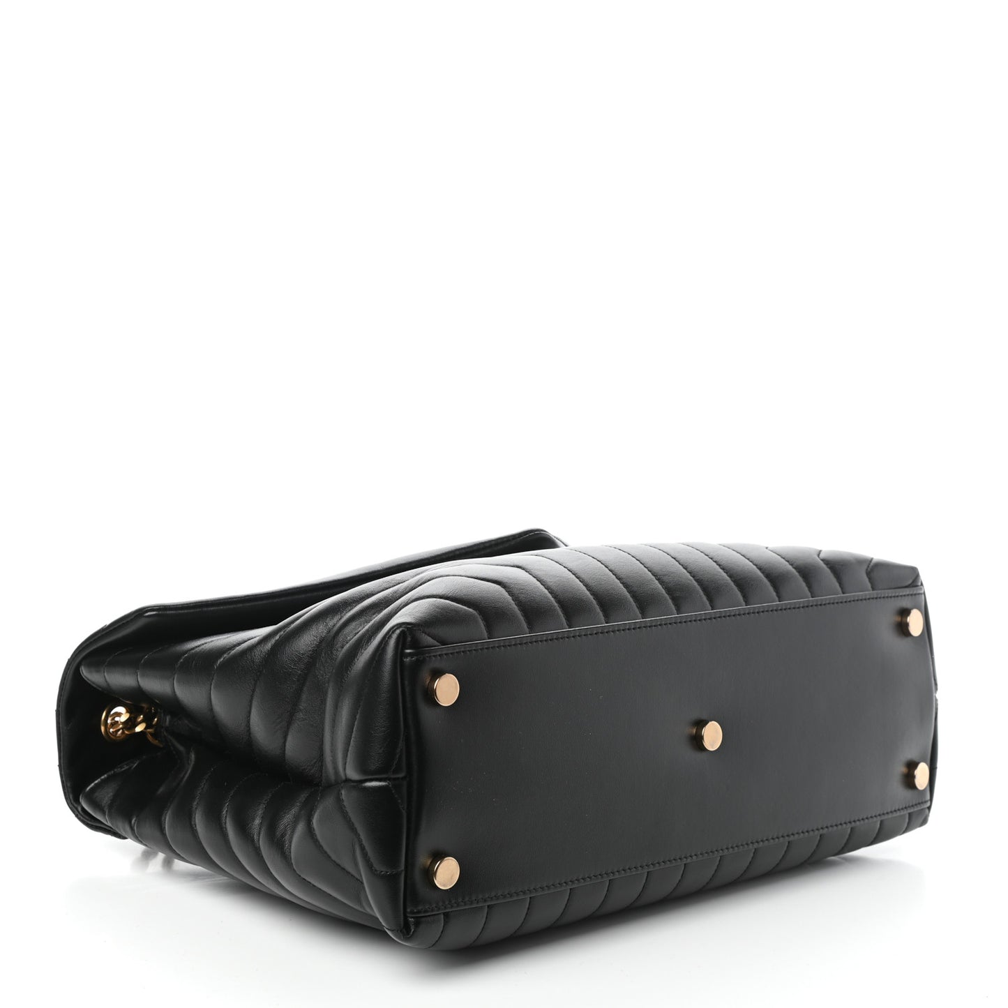 Calfskin Y Quilted Monogram Large Loulou Chain Satchel Black