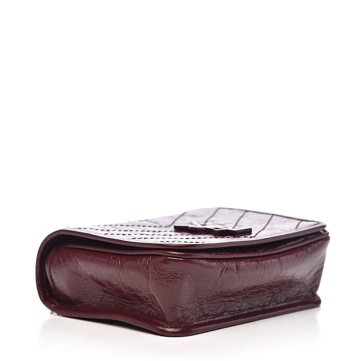 Crinkled Calfskin Matelasse Monogram Niki Chain Wallet Dark Legion Red
