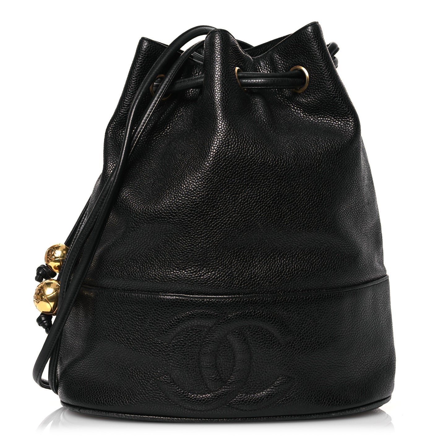 Caviar CC Drawstring Shoulder Bag Black