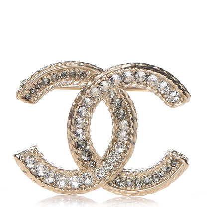 Chanel Crystal CC Brooch Pin Gold 1 of 5
