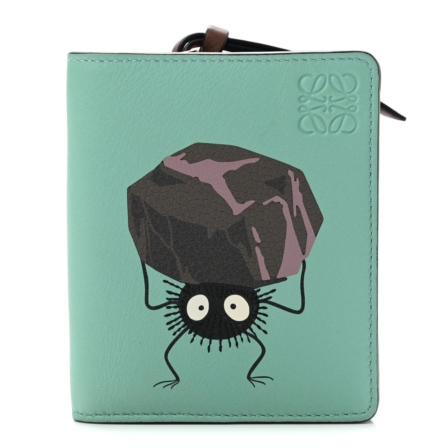 X SPIRITED AWAY Calfskin Susuwatari Compact Zip Wallet Fresh Mint