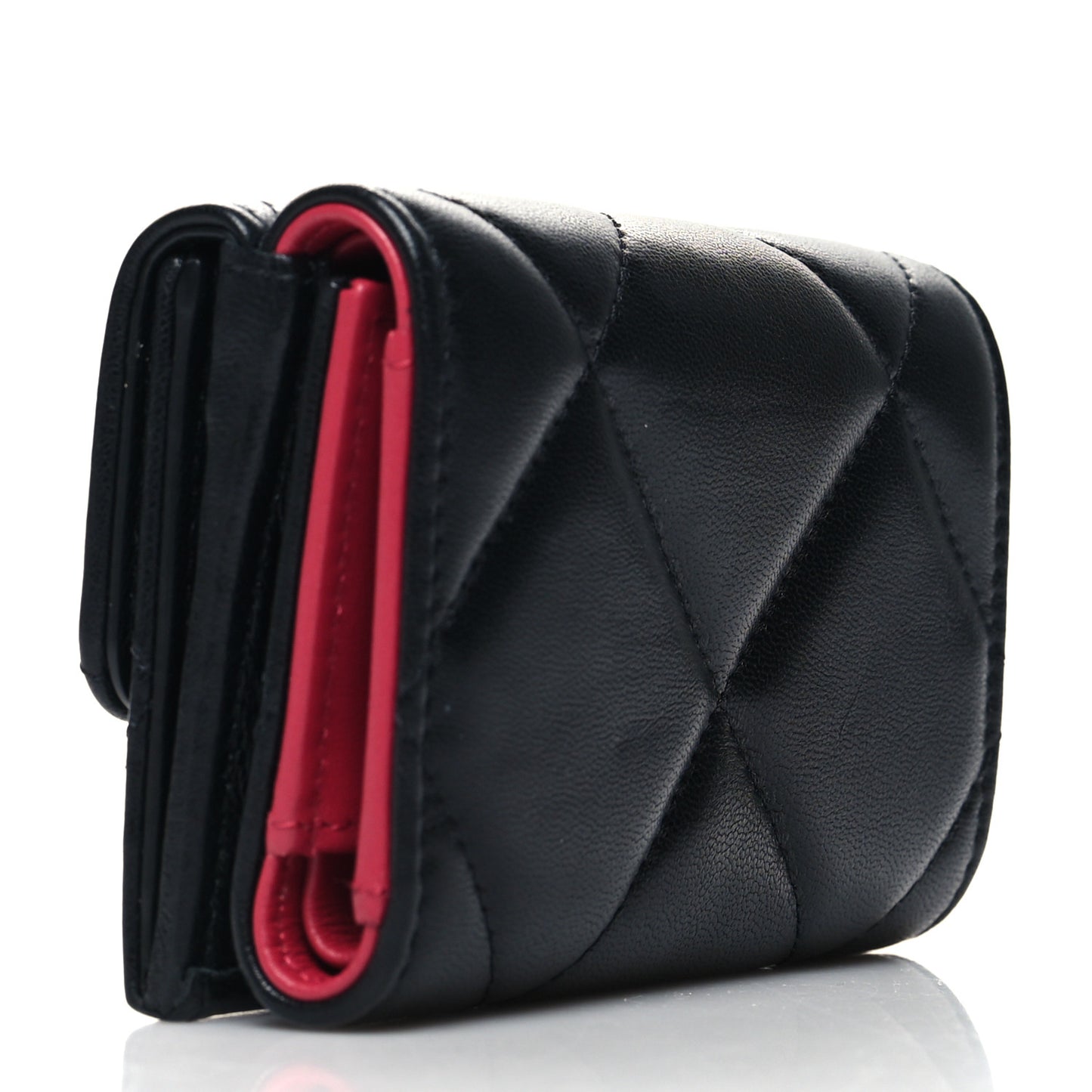 Lambskin Quilted Small Chanel 19 Flap Wallet Black