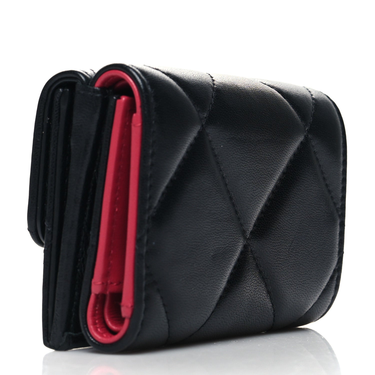 Chanel Lambskin Quilted Small Chanel 19 Flap Wallet Black 3 of 8
