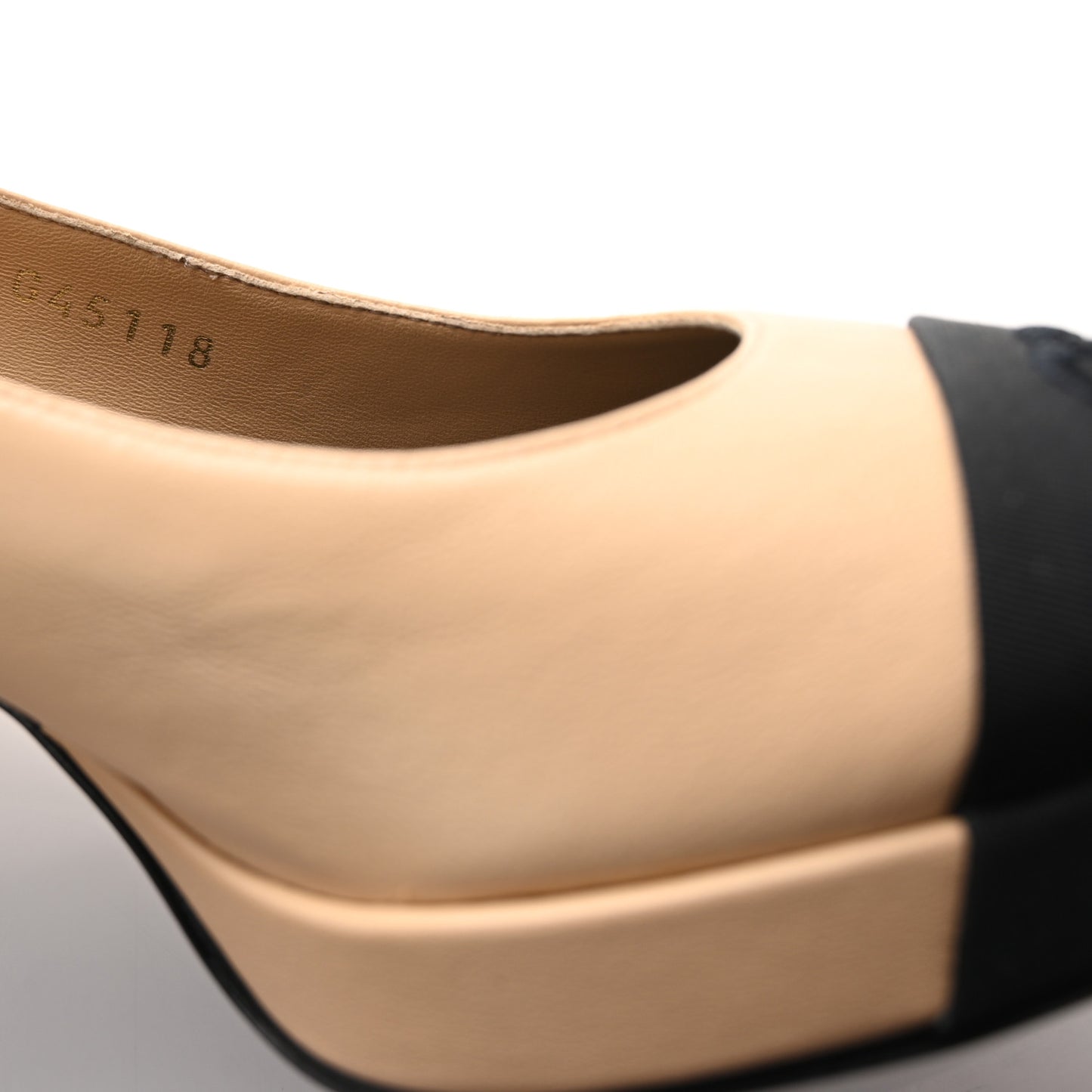 Lambskin Cap Toe CC Mary Jane Pumps 36.5 Beige Black