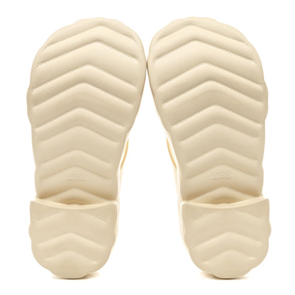 Gucci Rubber Chevron Logo Embossed Womens Thong Platform Sandals 37 White 5 of 11