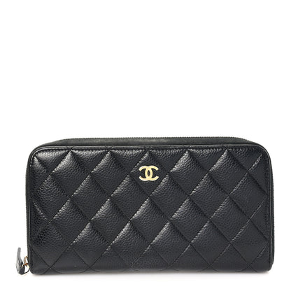 Chanel Caviar Quilted Large Gusset Zip Around Wallet Black 1 of 9