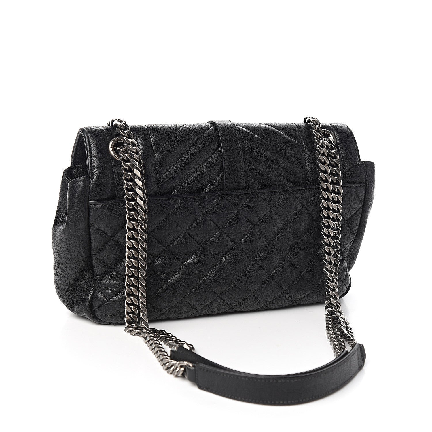Saint Laurent Sheepskin Tri-Quilt Monogram Medium College Bag Black 2 of 10