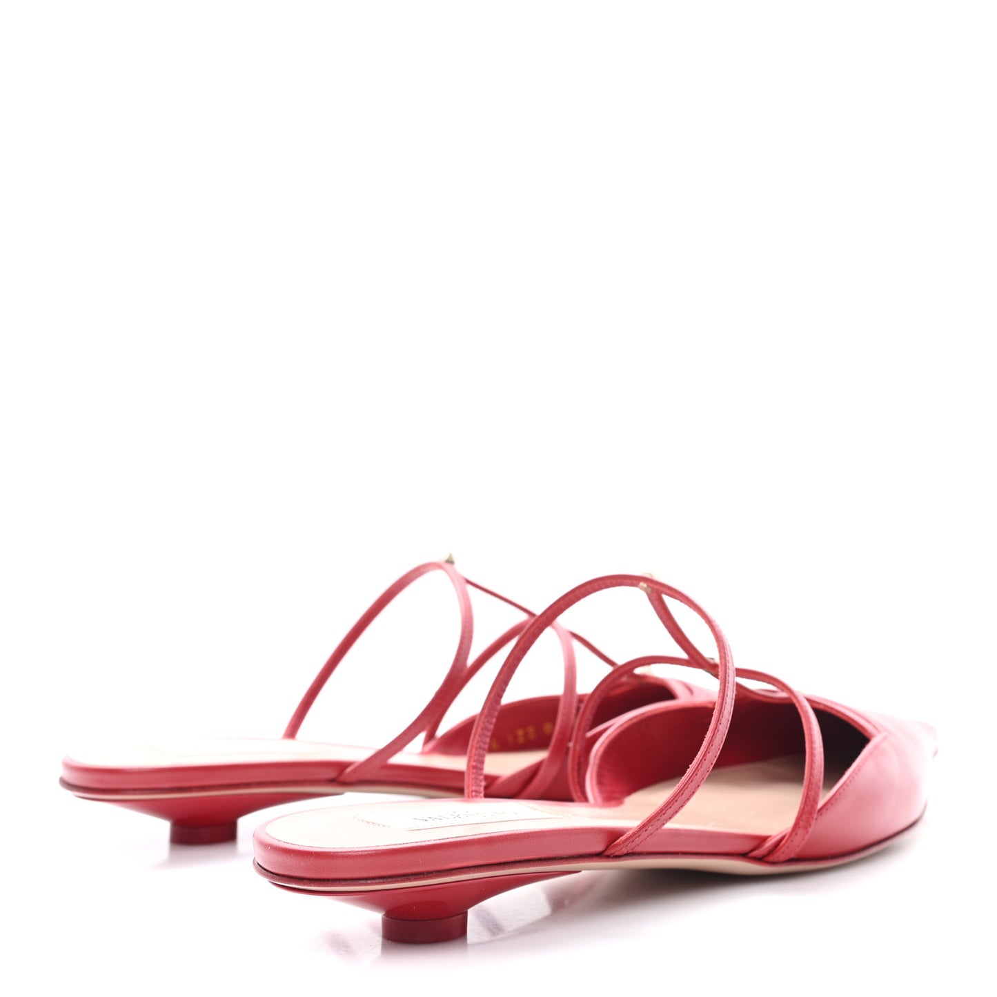 Calfskin Rockstud Wispy Mules 36.5 Red