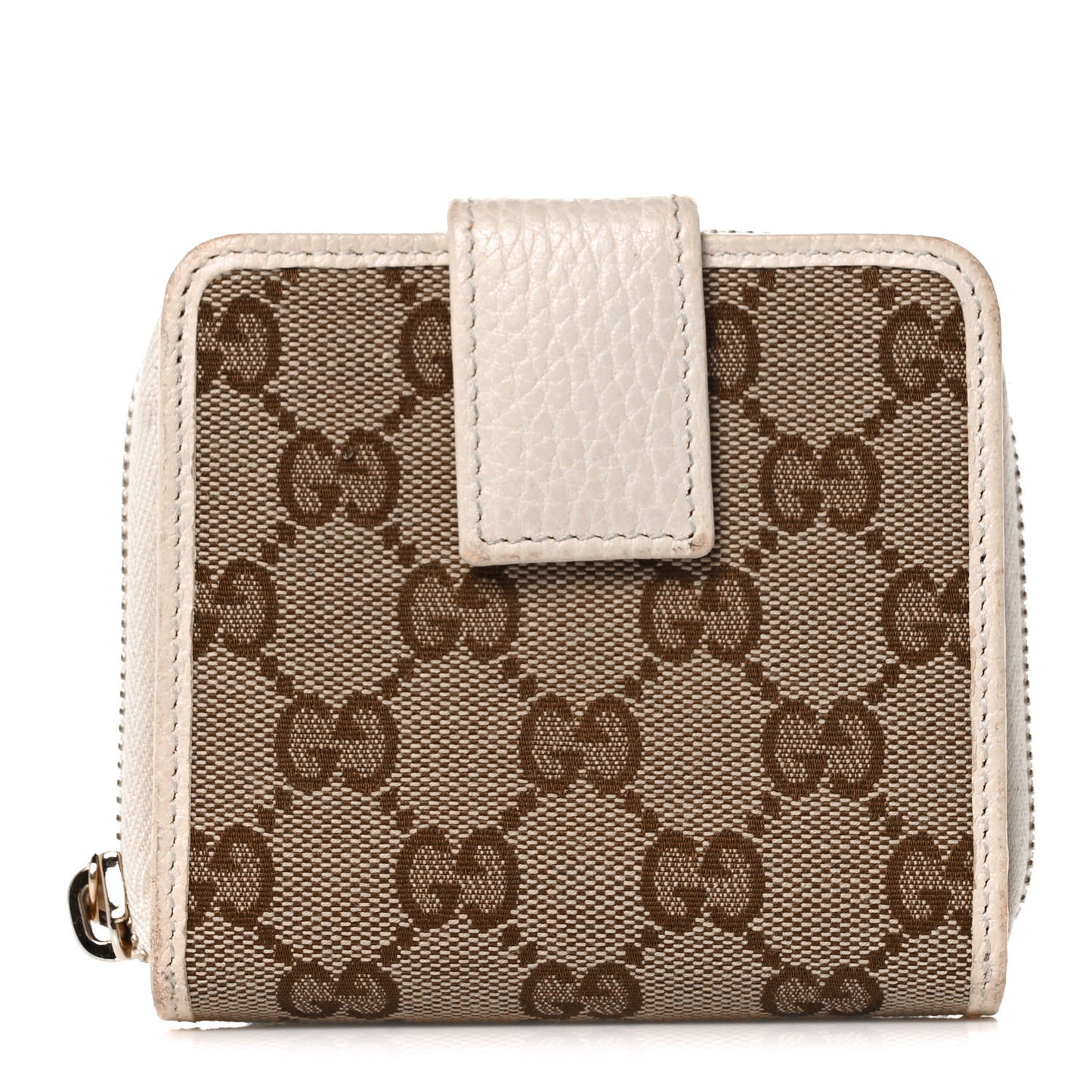 Monogram Dollar Calfskin Zip Around French Flap Wallet Beige Ebony Avoire