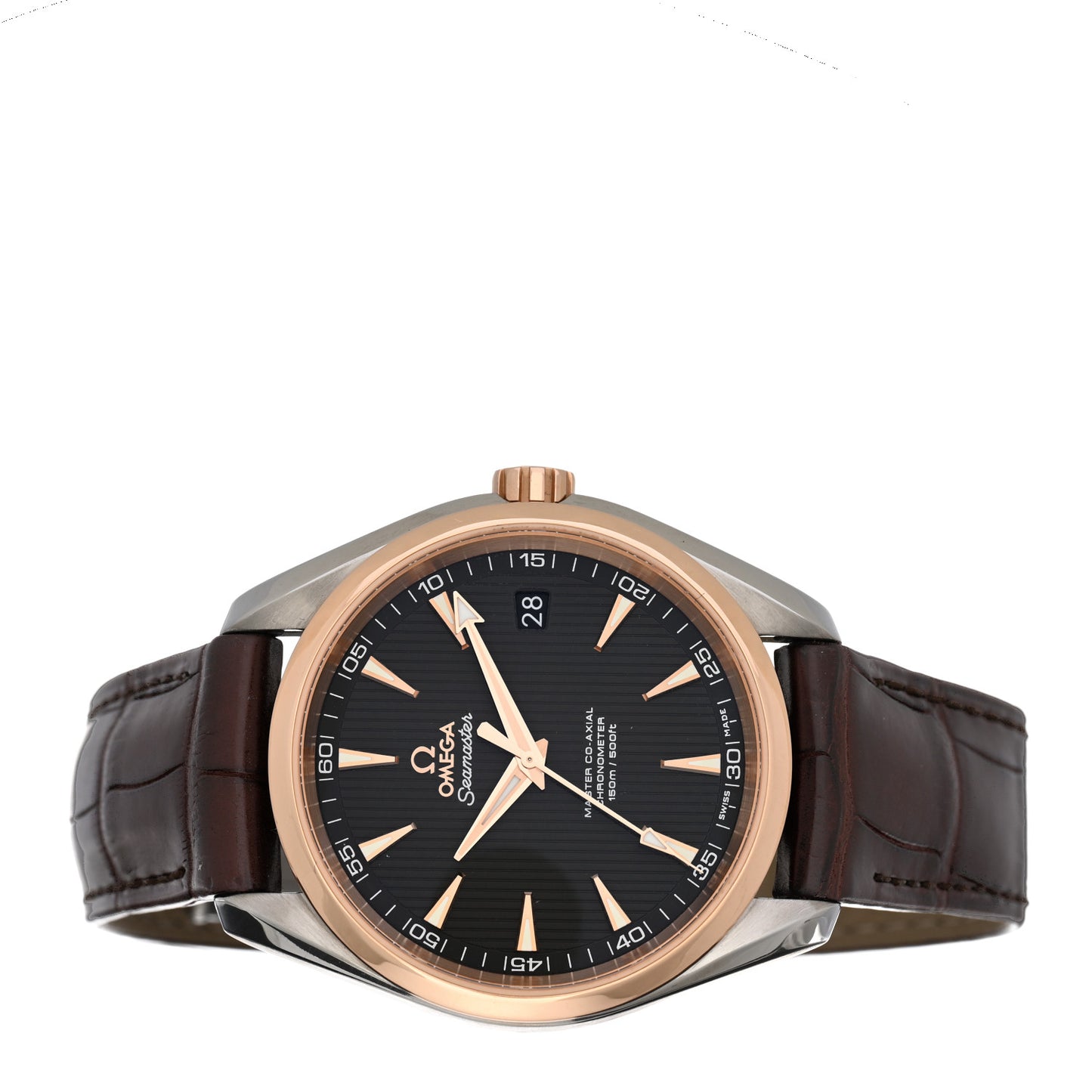 Stainless Steel 18K Red Gold Alligator 41.5mm Seamaster Aqua Terra 150M Automatic Watch Grey 231.23.39.21.06.001