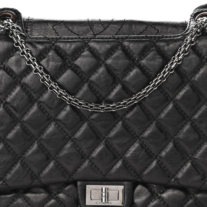 Chanel Metallic Aged Calfskin Quilted Reissue 2.55 Accordion Flap Black 8 of 10