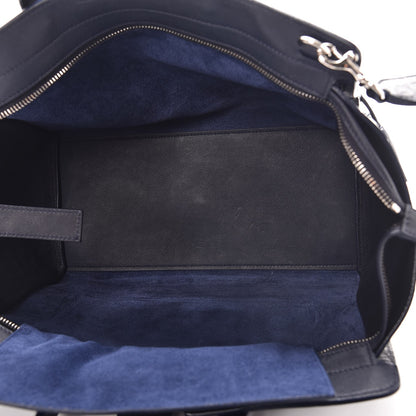 Saint Laurent Calfskin Croc Embossed Small Monogram Downtown Cabas Blue 5 of 8