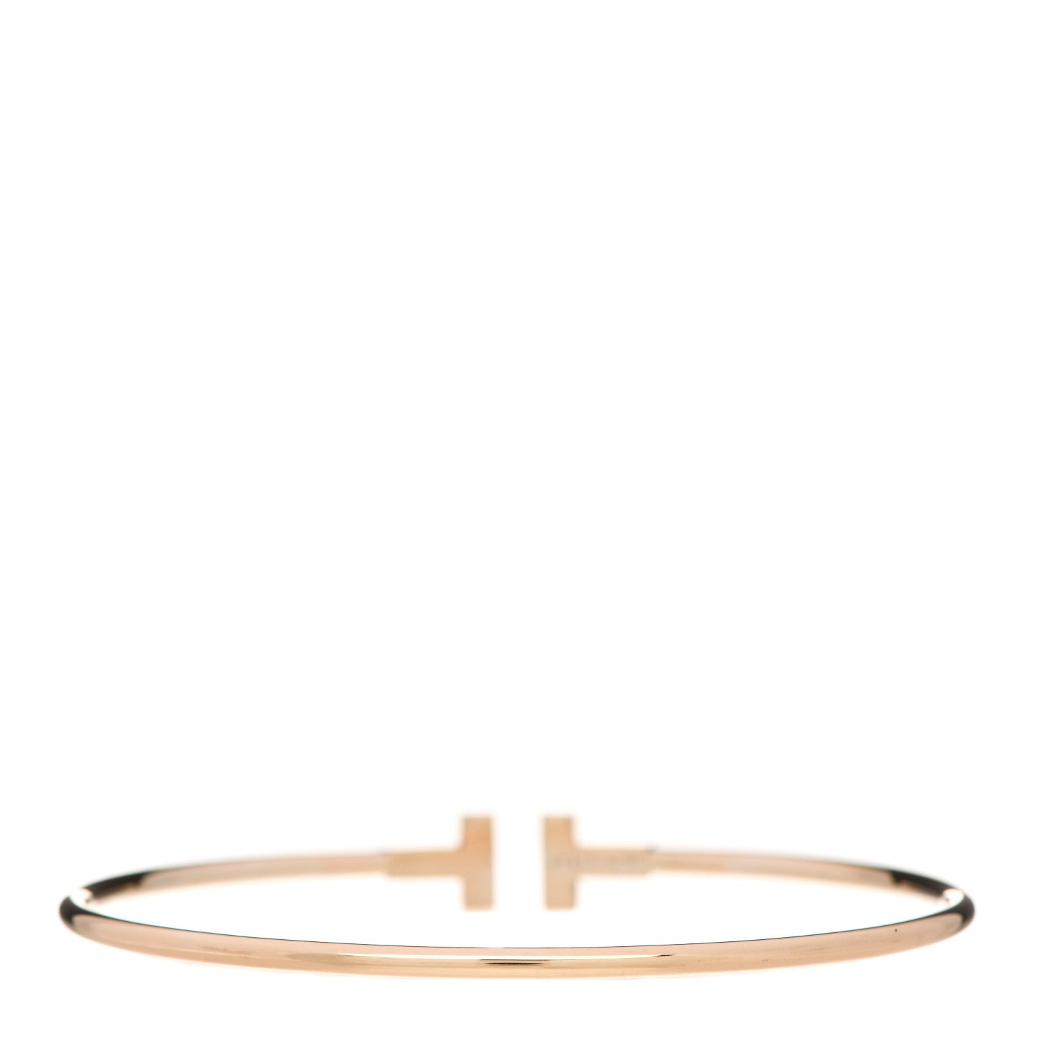 Tiffany 18K Rose Gold Narrow T Wire Bracelet 2 of 4