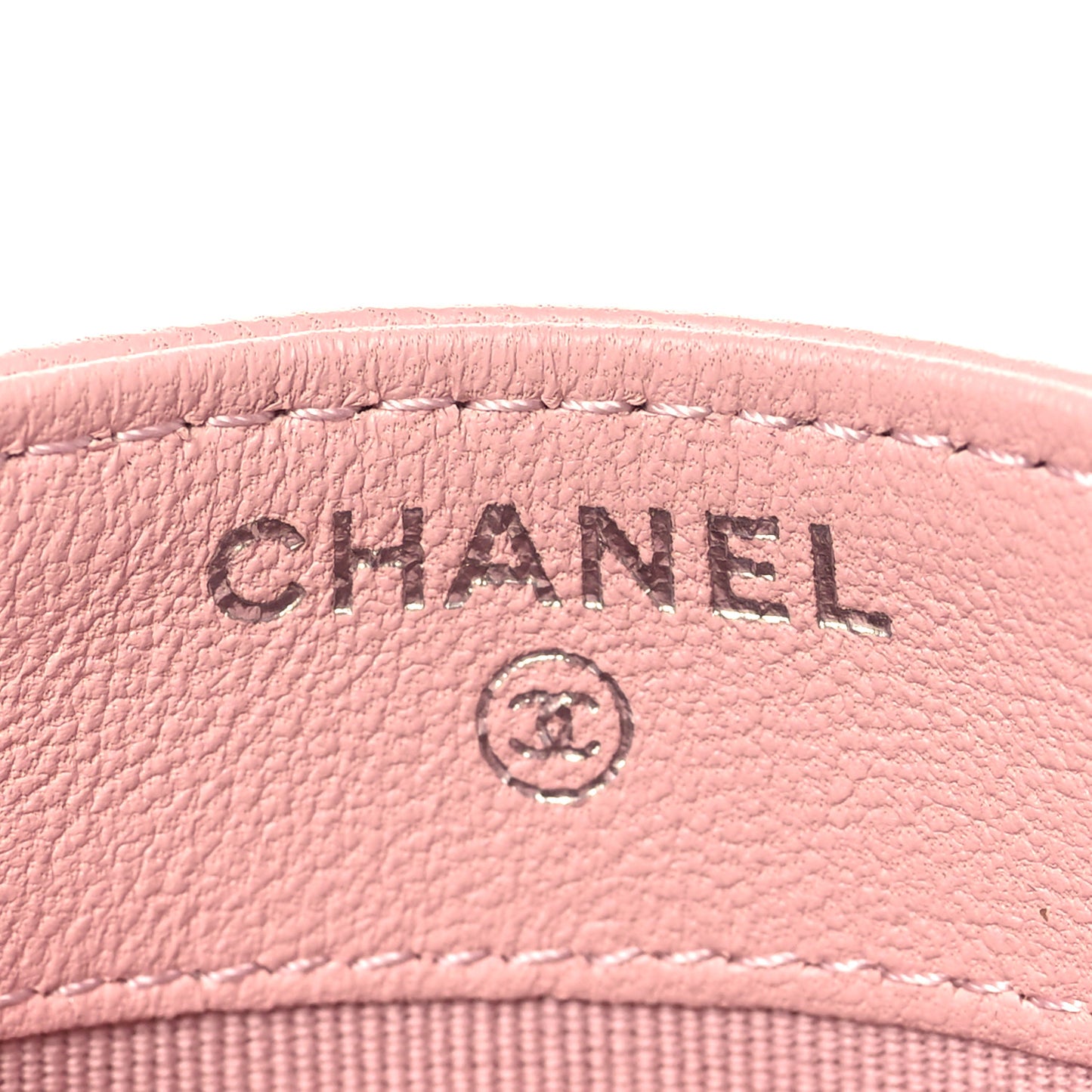 Lambskin Chevron Quilted Card Holder Light Pink