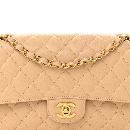 Chanel Caviar Quilted Medium Double Flap Beige Clair 8 of 13