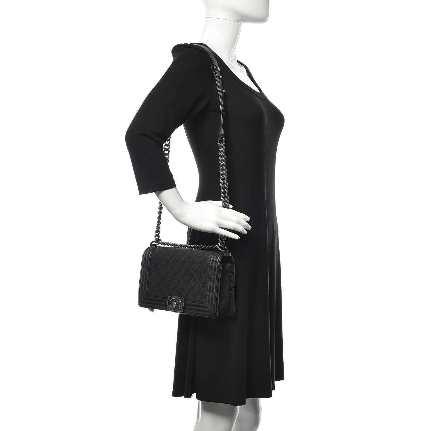 Chanel Caviar Quilted Medium Boy Flap Black 2 of 11