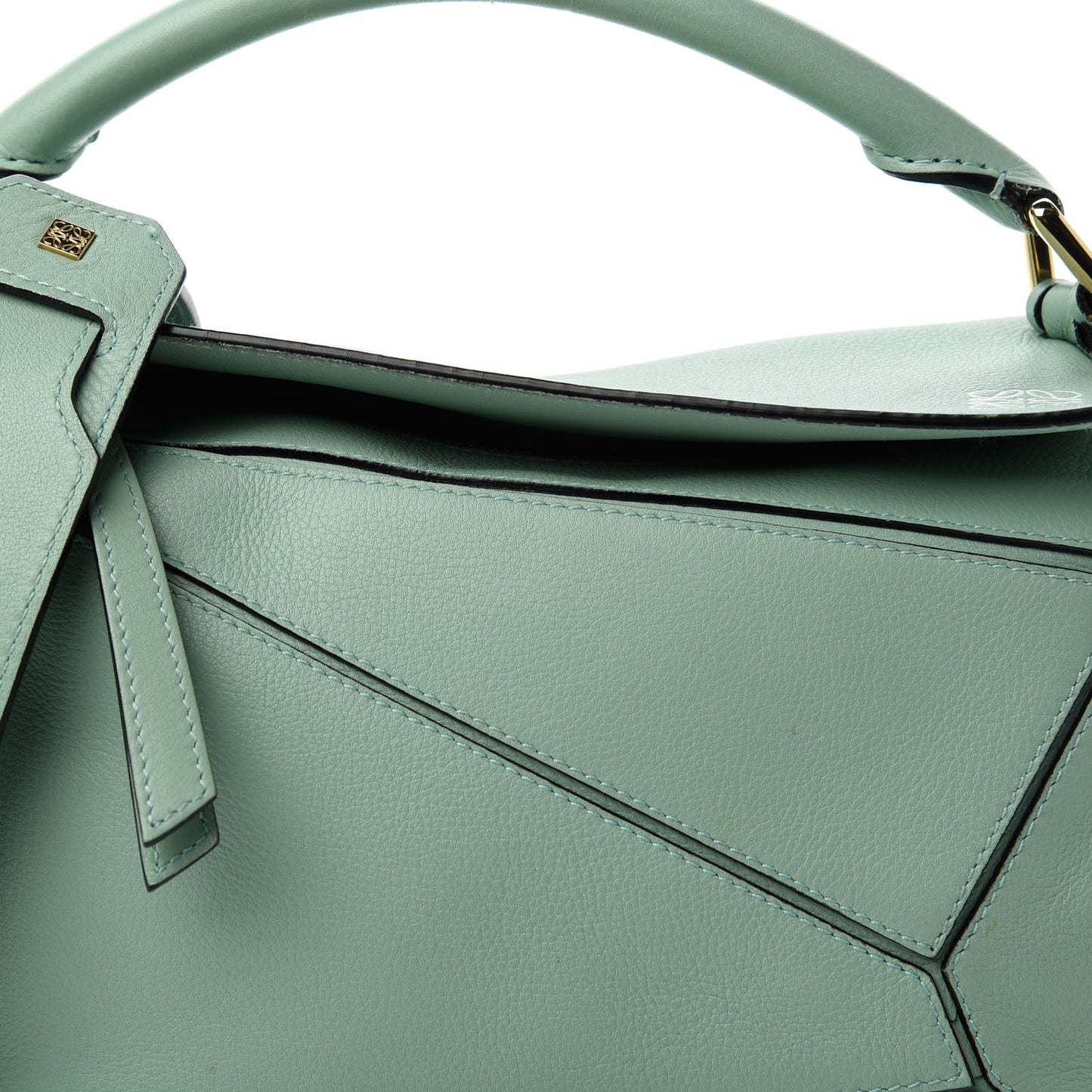 Calfskin Small Puzzle Bag Sea Water Green