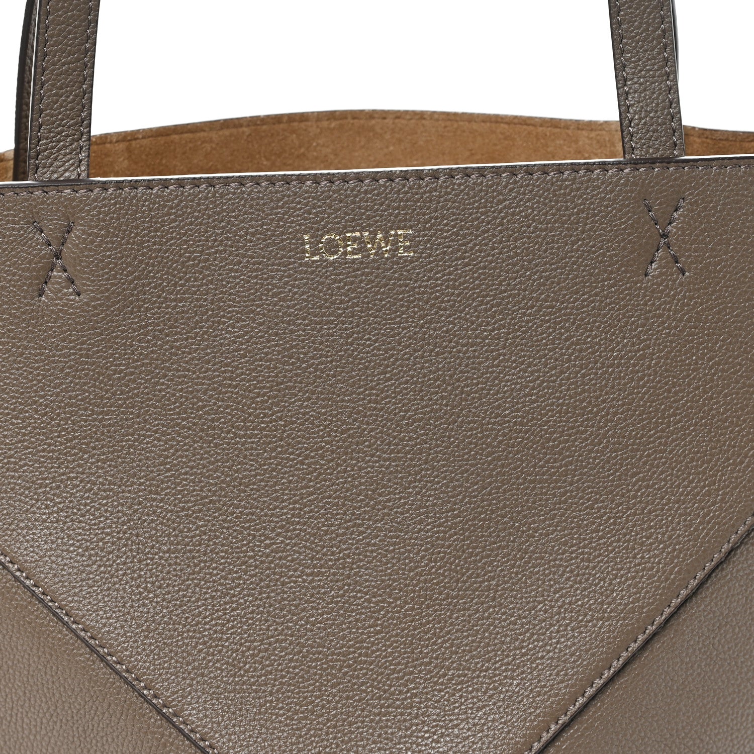 Loewe Shiny Calfskin Medium Puzzle Fold Tote Sand 7 of 9