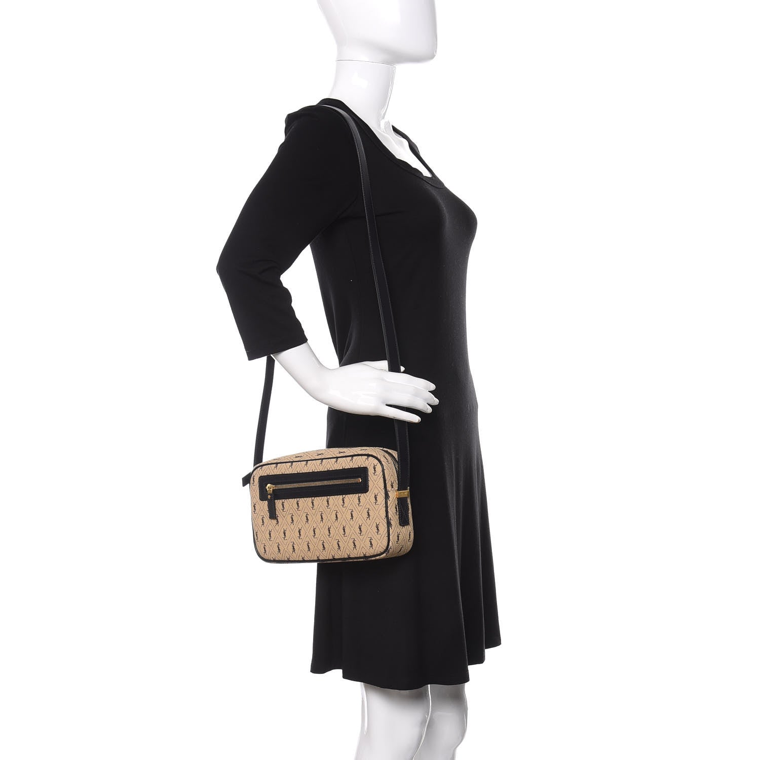Saint Laurent Canvas Monogram All Over Camera Bag Beige 2 of 9