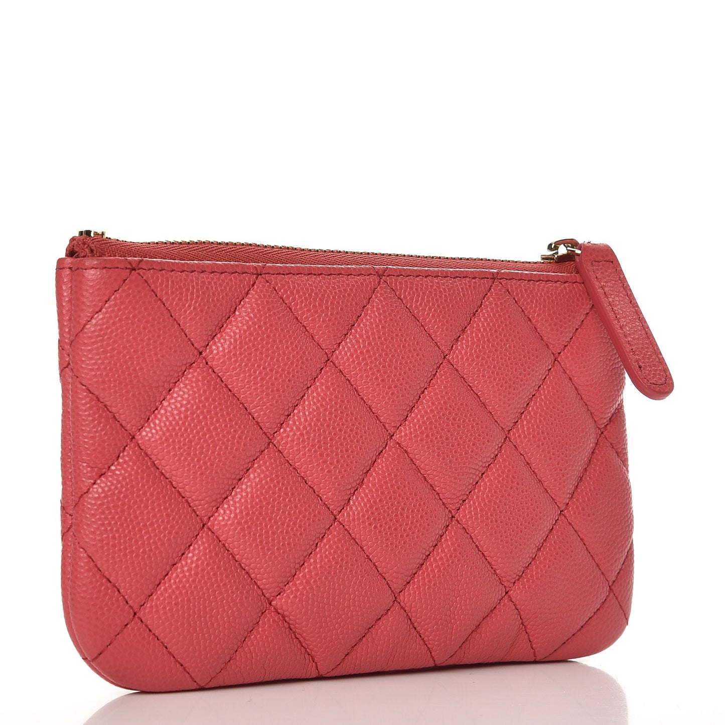 Caviar Quilted Small Cosmetic Case Dark Pink