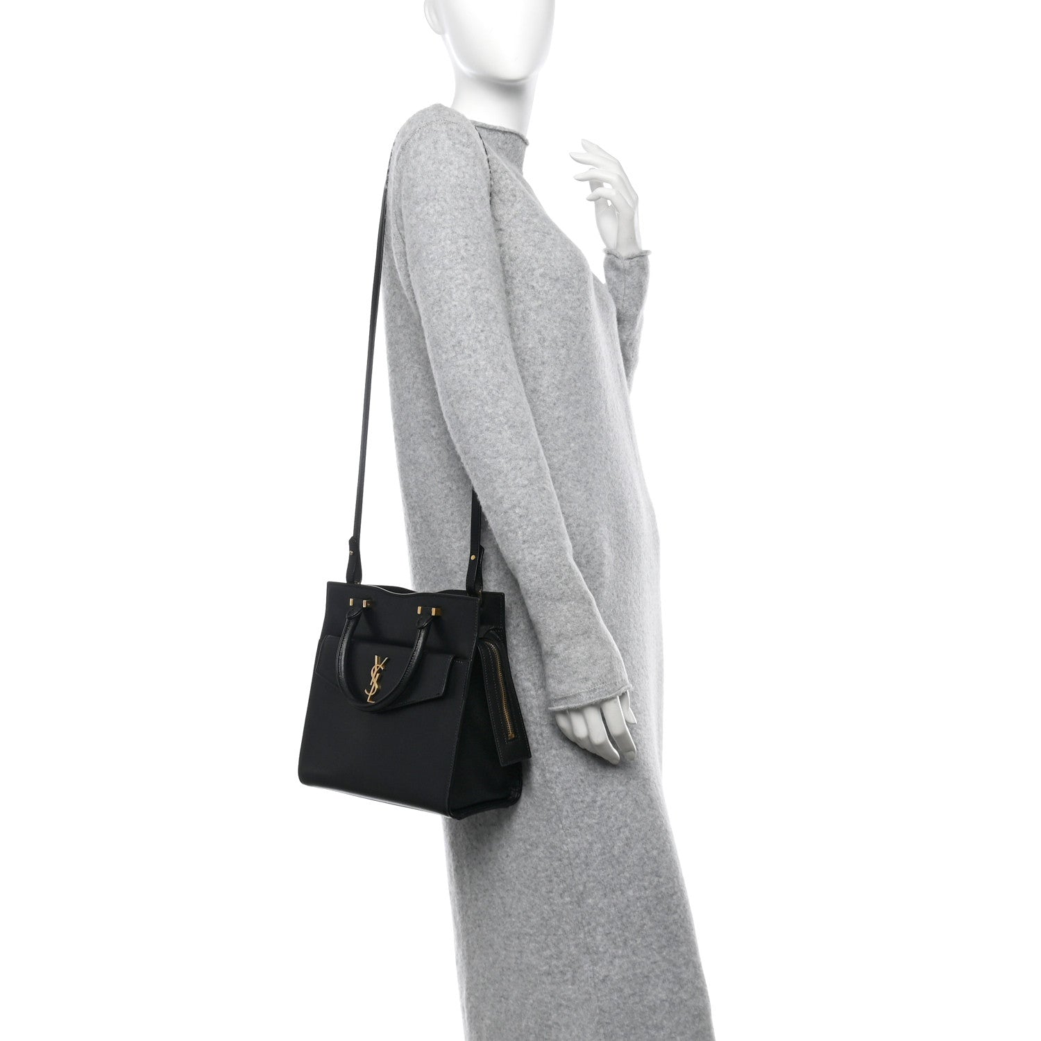 Saint Laurent Grain De Poudre Small Uptown Tote Black 3 of 13