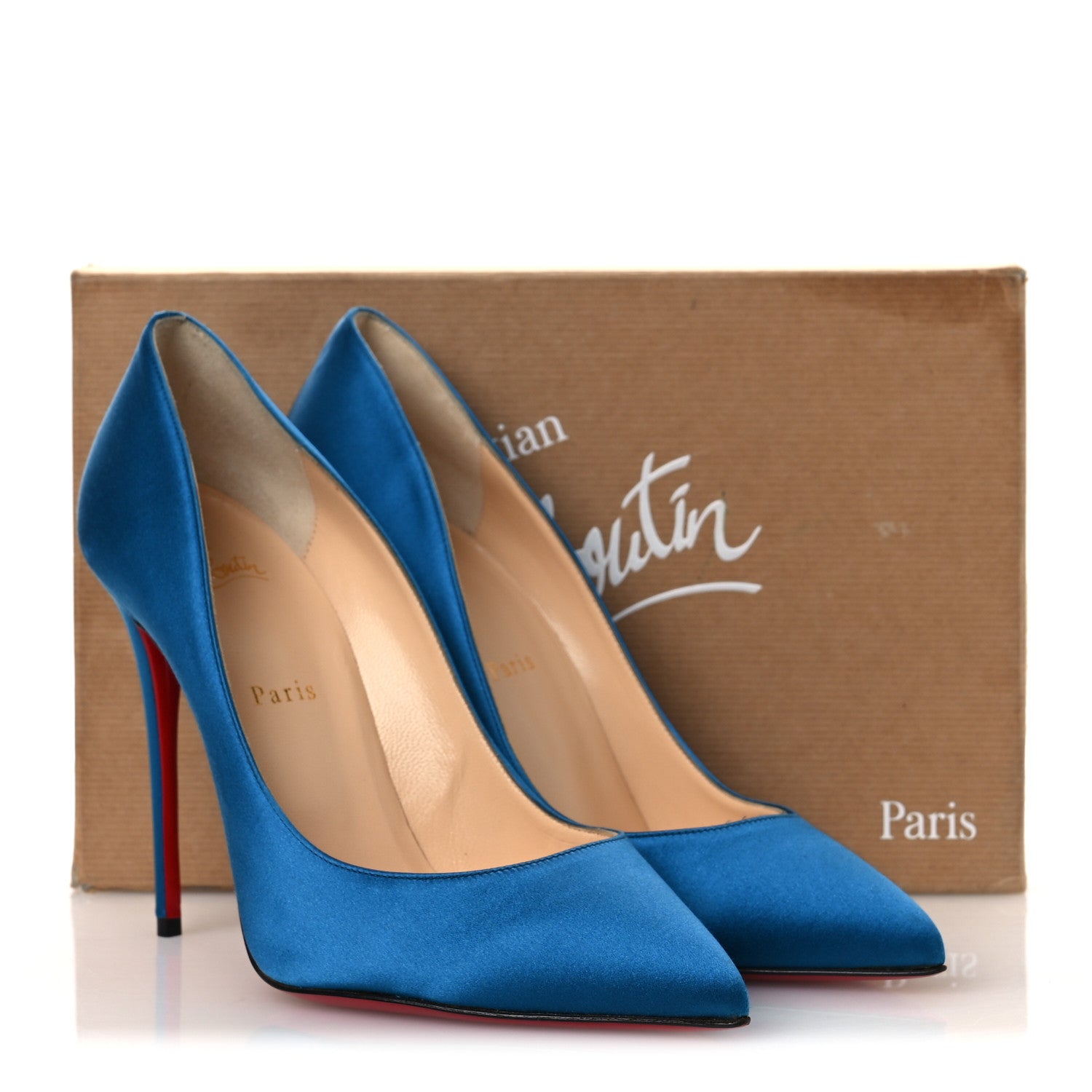 Christian Louboutin Satin Pigalle Follies 100 Pumps 41 Positano 12 of 12
