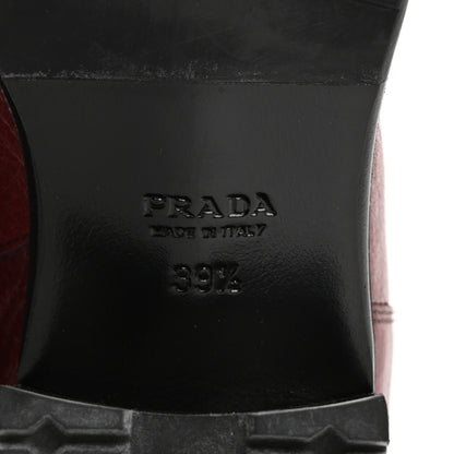 Prada Calfskin Metal Logo Block Heel 65mm Knee Boots 39.5 Red 7 of 12